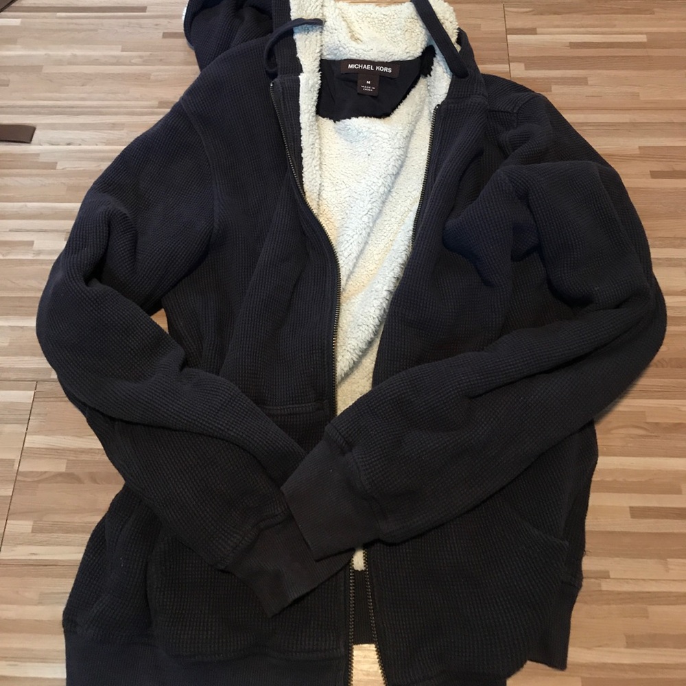 Michael Kors Waffle Sherpa Fuzzy Jacket