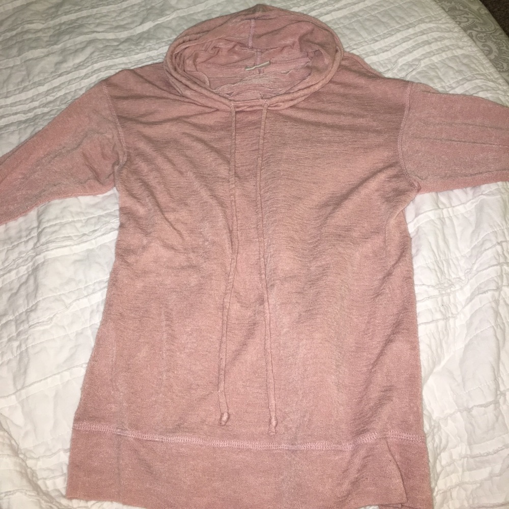 pink 1/4 sleeve hoodie