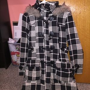 Long black and white coat