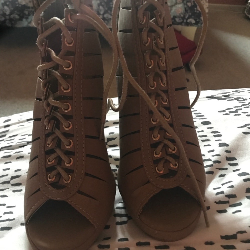 Cute brown lace up heels