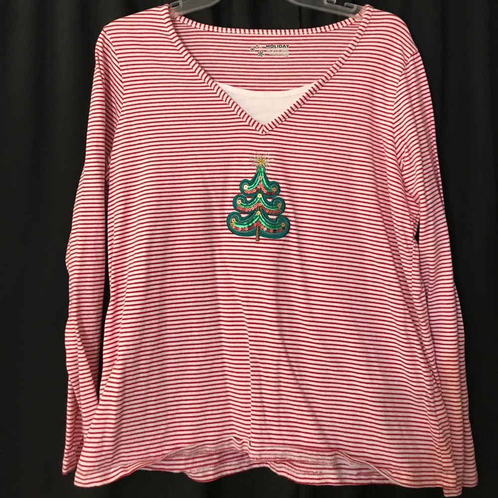Holiday Editions striped Christmas tree shirt