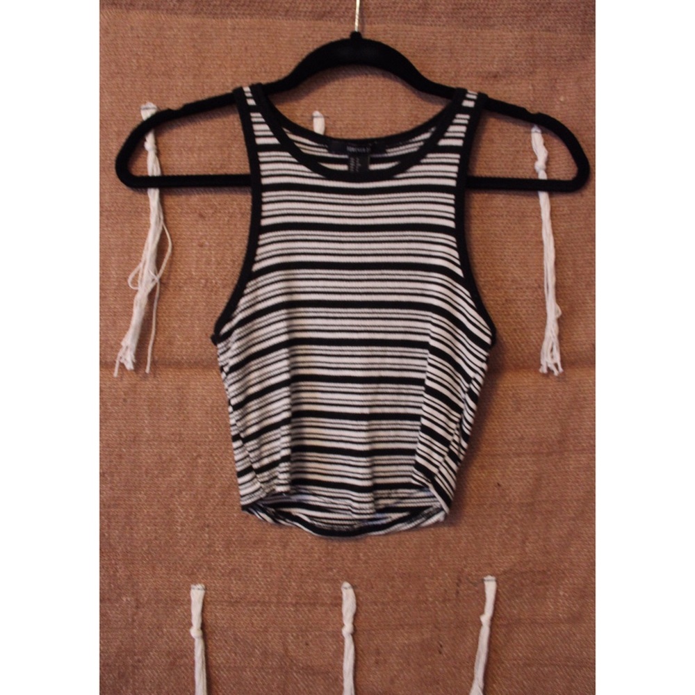 Black and White strip crop top