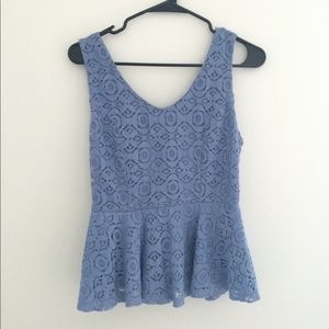 Forever 21 Peplum Blue Lace Top
