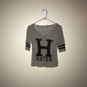 “Hater” quarter length sleeve shirt