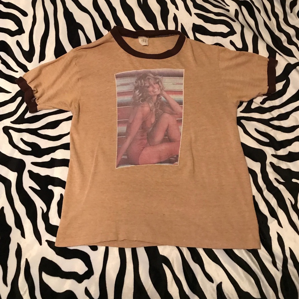 True Vintage Farrah Fawcett  Ringer Tee Shirt 70s