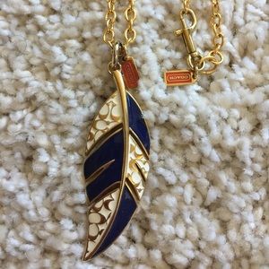 Coach long feather necklace