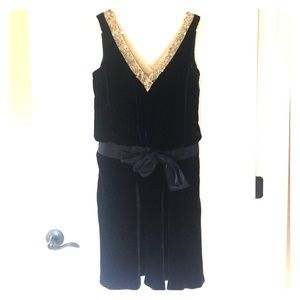 Vintage Roaring 20's navy velvet lined dress.