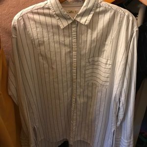 Button up white long sleeve T-shirt