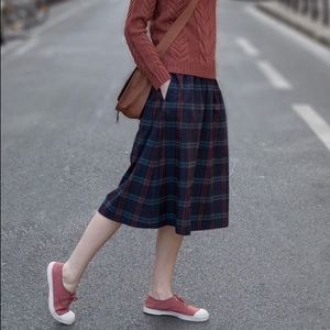Vintage Plaid Midi Skirt