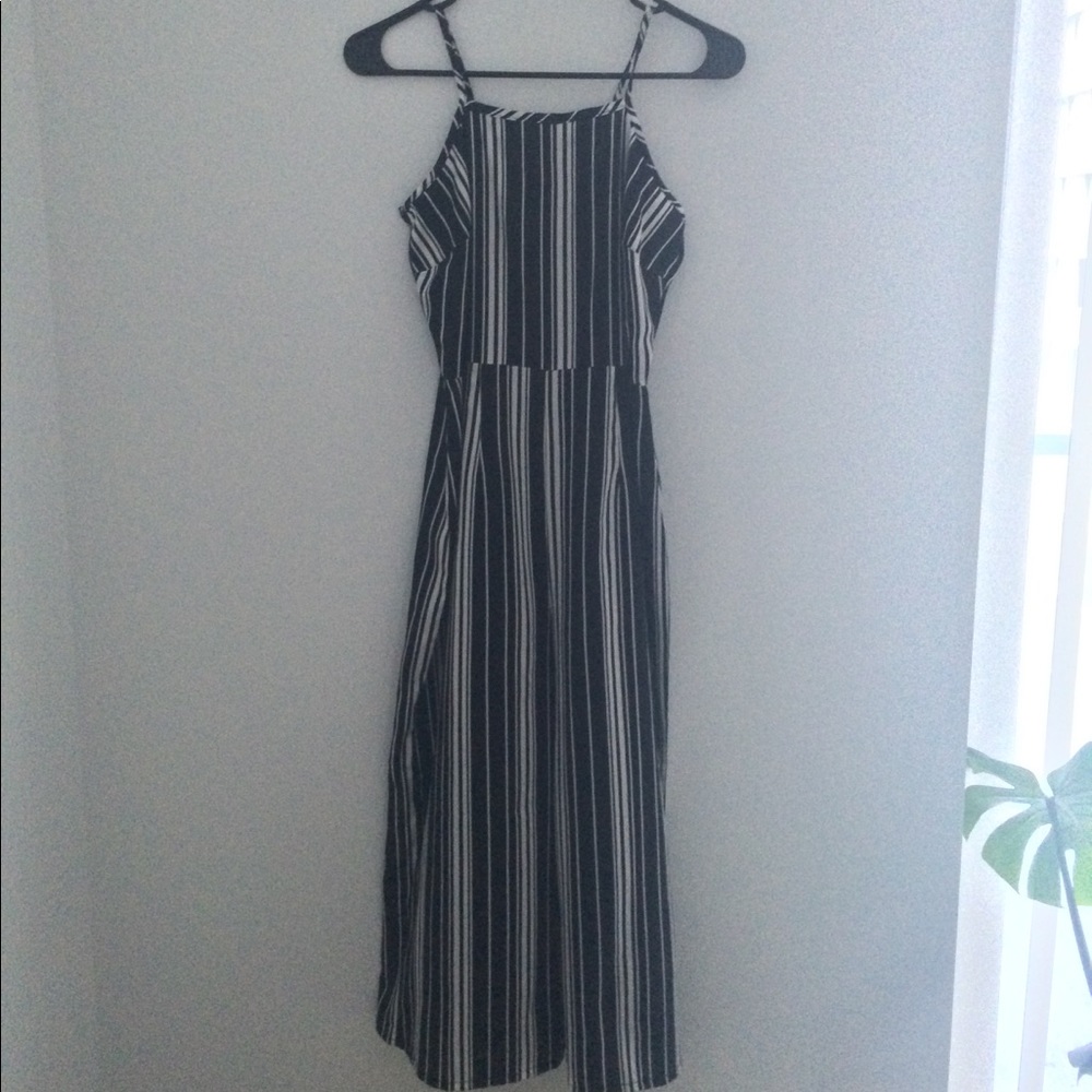 Monochrome Culotte Striped Jump Suit