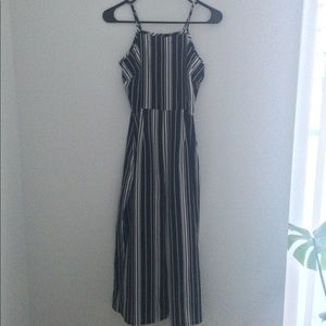 Monochrome Culotte Striped Jump Suit