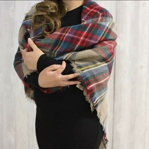 Multicolor Plaid Blanket Scarf
