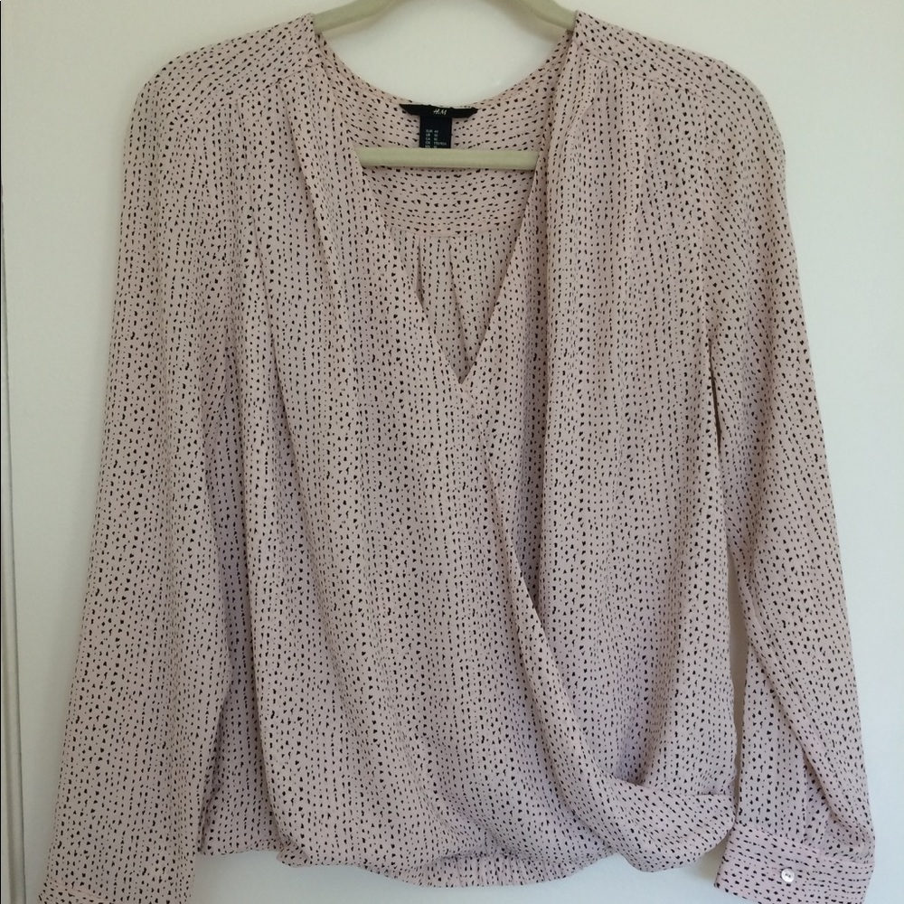 H&M Pink Patterned Wrapover Blouse