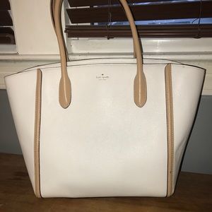 White and Nude Kate Spade tote bag