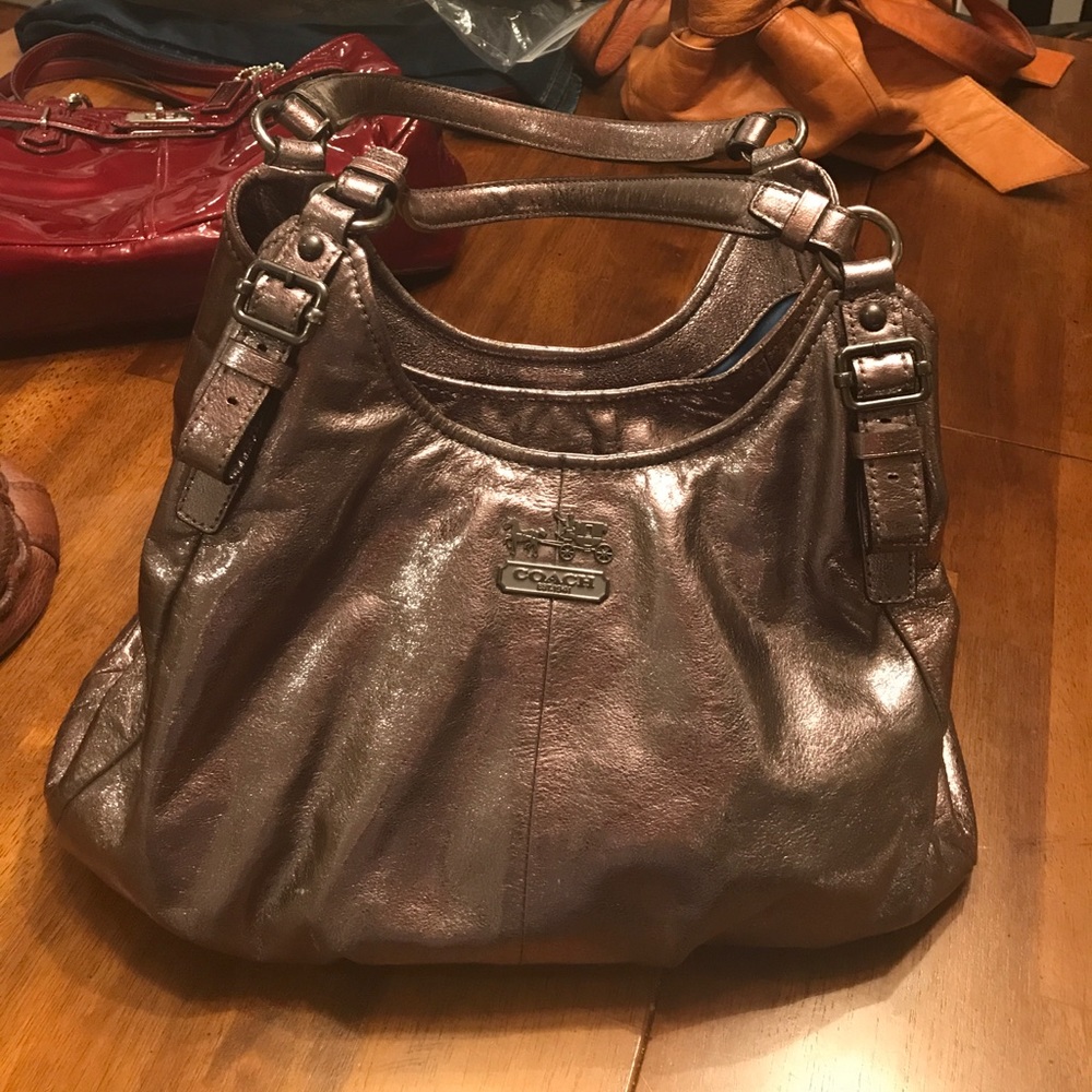 Coach silver mettalic bag