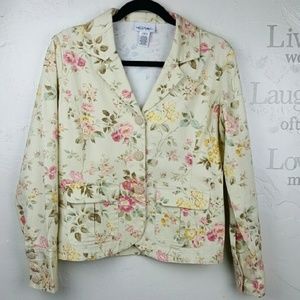 Vintage Yellow Pink Floral Rose Blazer Size Small Vintage Yellow Pink Floral Rose Blazer Size Small