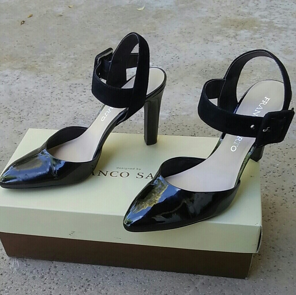 Franco Sarto Black strap heels