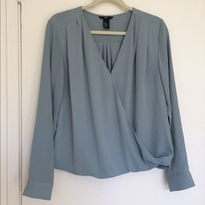 H&M Blue-Green Wrapover Blouse