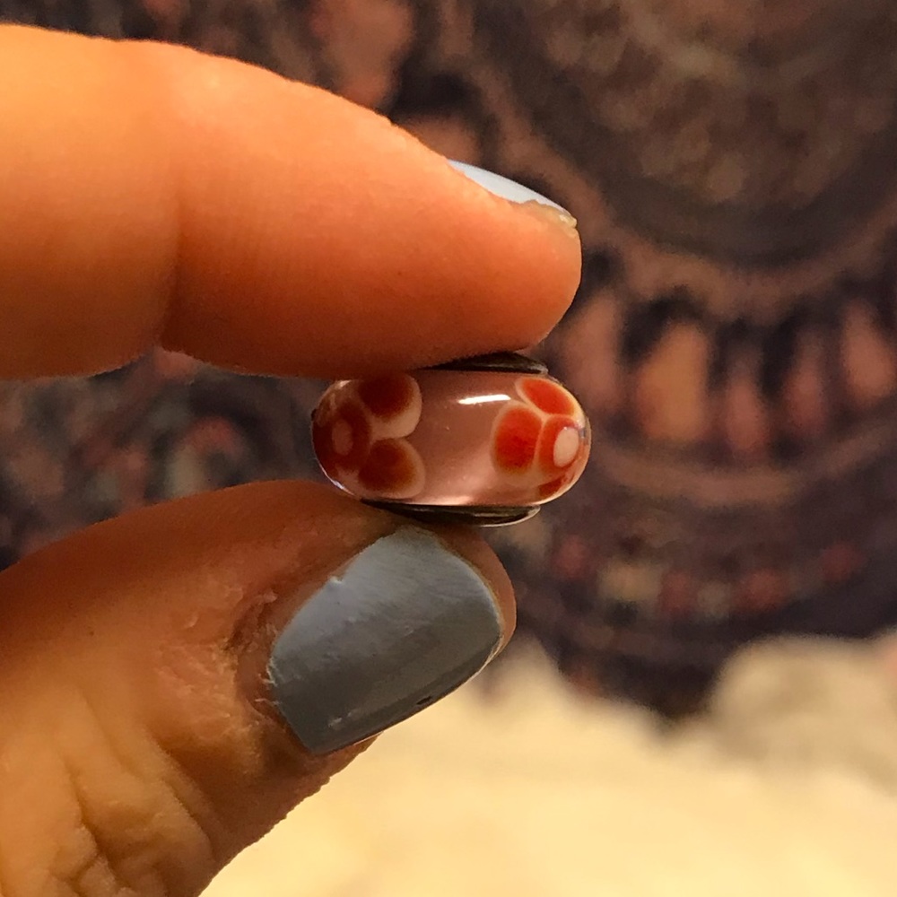 Pink Flower Murano Glass Charm