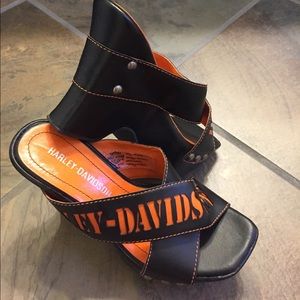 Black Harley Davidson Chantel Wedge