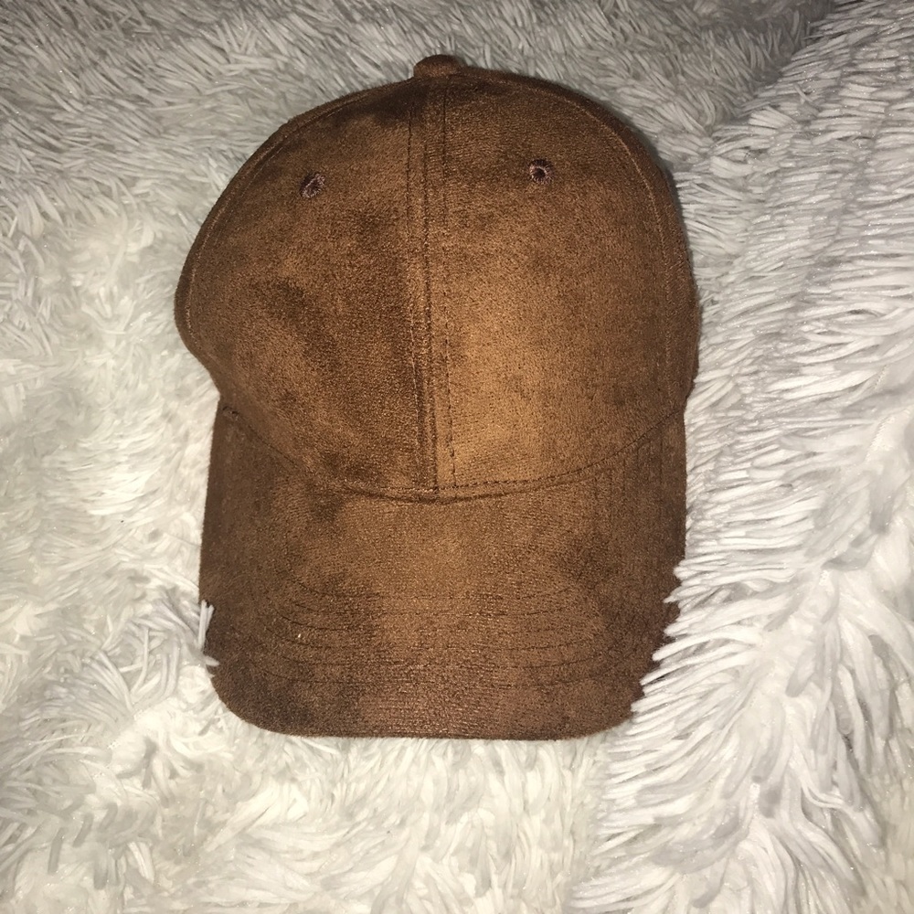 Brown Faux Suede baseball cap