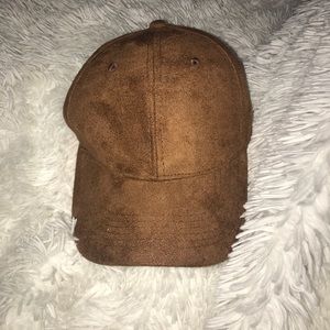 Brown Faux Suede baseball cap