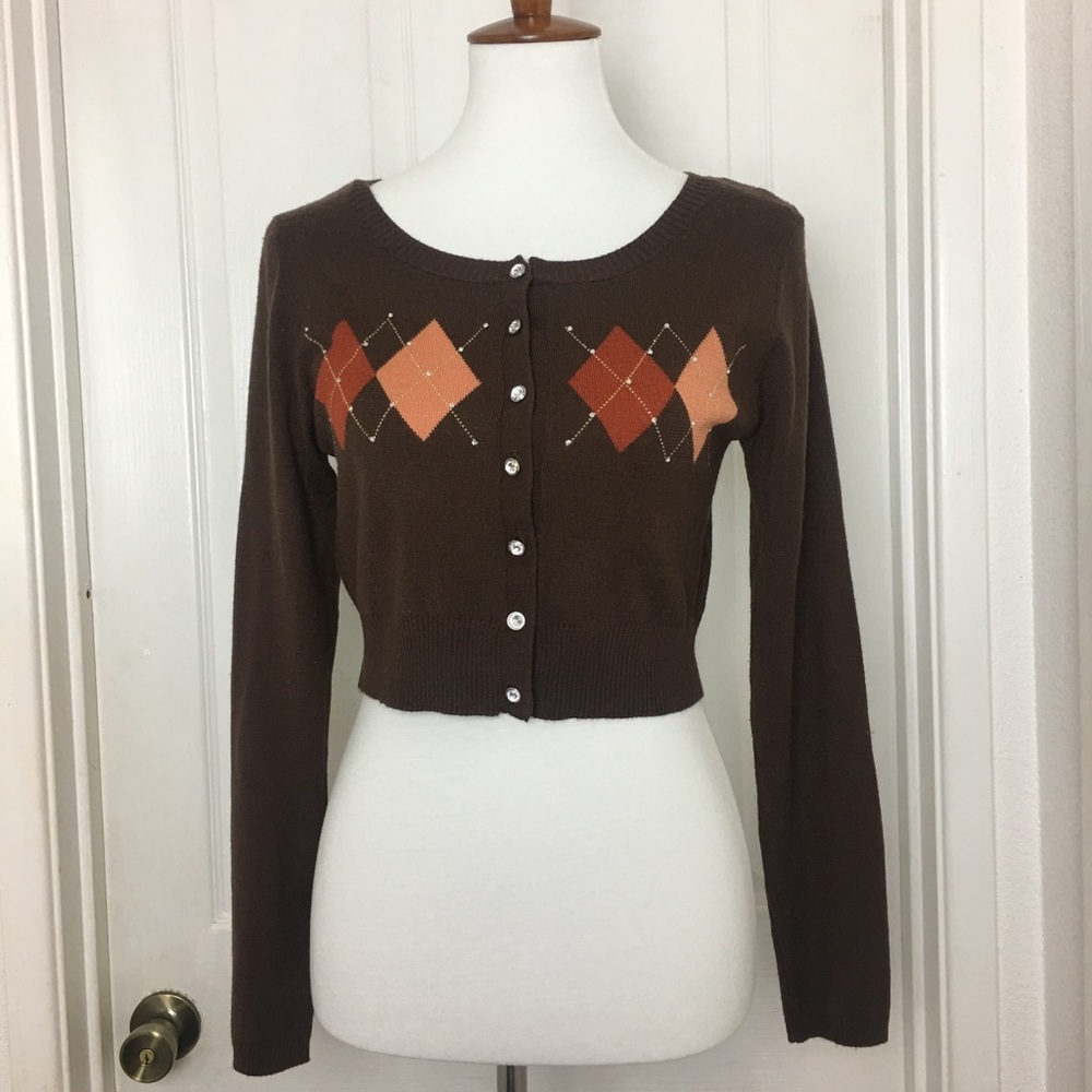 [ Forever 21 ] Argyle Cropped Cardigan