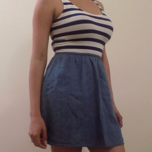DIVIDED by H&M Stripe Skirt Blue Jean