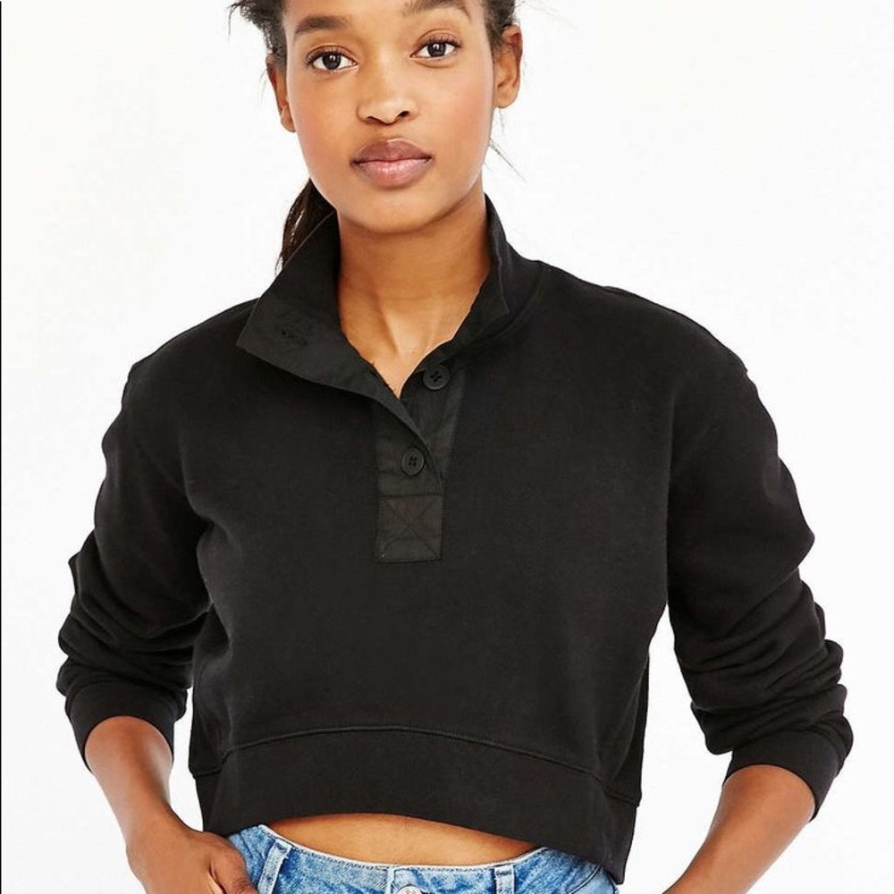 ISO BDG cropped Henley pull over sweatshirt