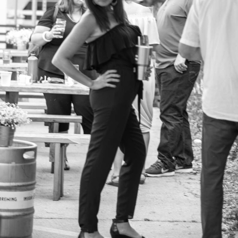 Black one shoulder jumpsuit