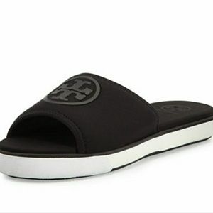💯Tory Burch Black Neoprene Logo Slide* US 7.5*