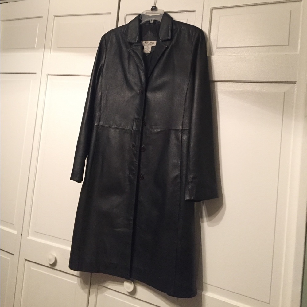 Leather coat.