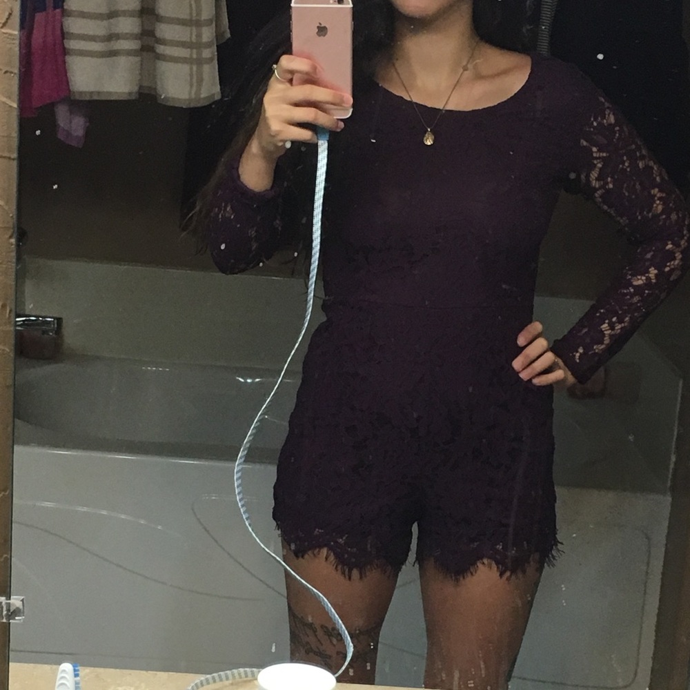 Plum lace romper
