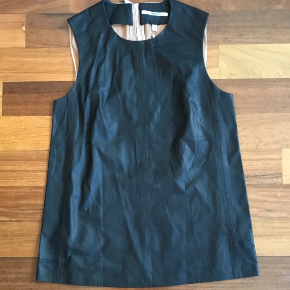 J Brand Leather Front Top/Vest and Sheer Back Sz S