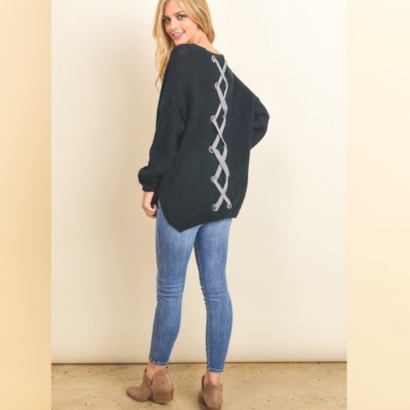 🍂SOLD🍂 Knit Sweater With Crisscross Back - Picture 2 of 2
