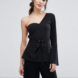 Neon Rose One Shoulder Top