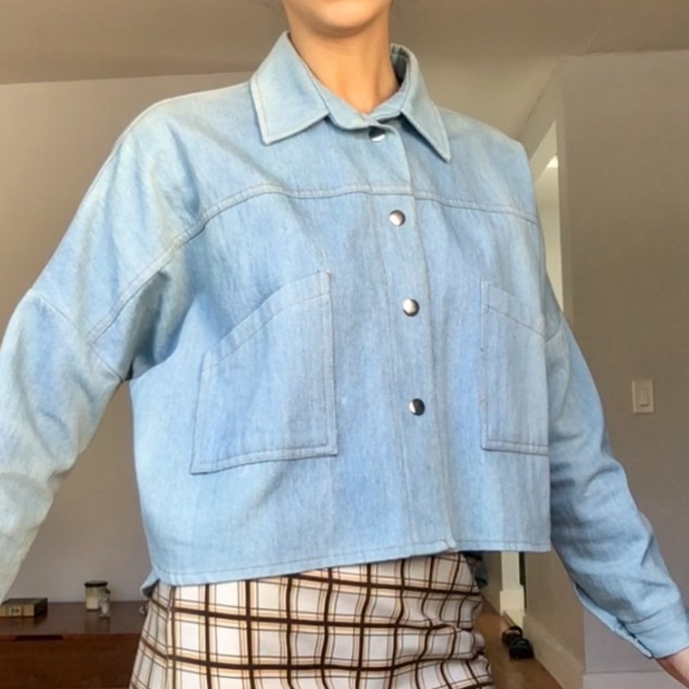 Cropped Denim Button Up