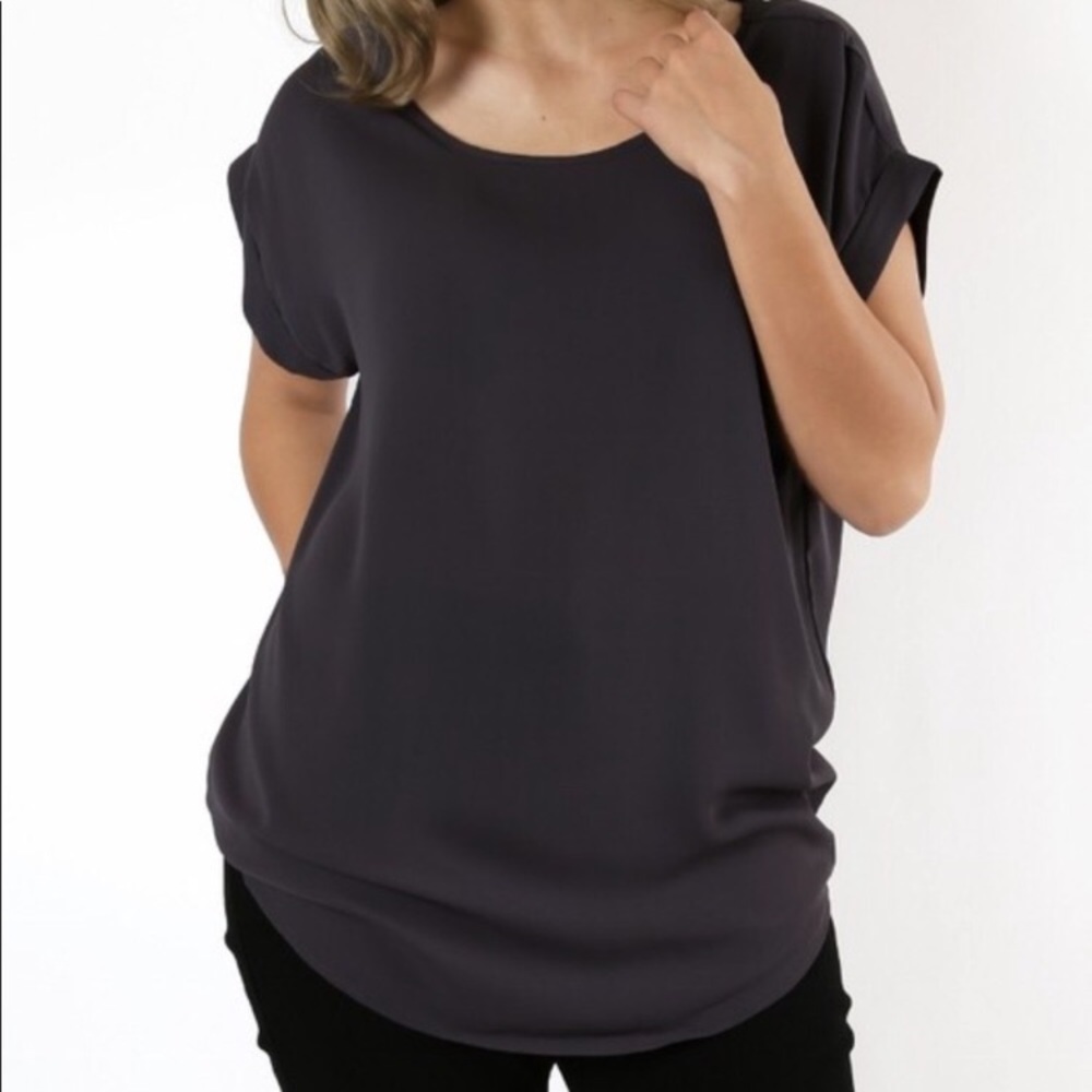 Plus size Charcoal Gray Rolled Tee Top