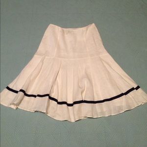 Cream and navy linen flounce skirt
