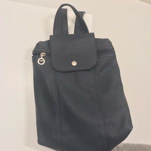 Navy Leather Longchamp Backpack