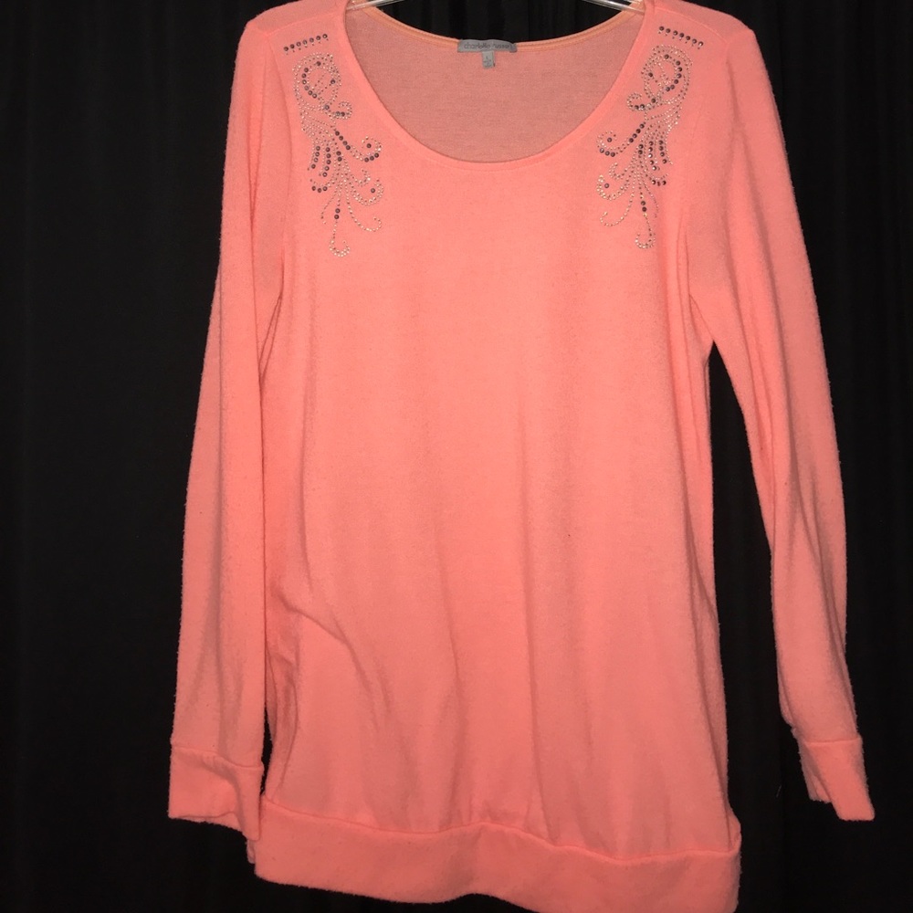 Charlotte Russe coral shirt sequins