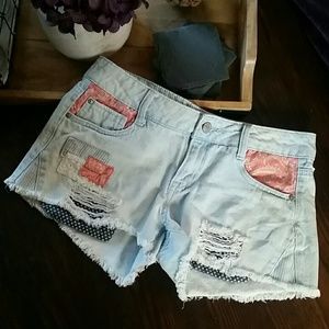 LEI Ashley distressed paisley cutoff shorts LEI Ashley distressed paisley cutoff shorts