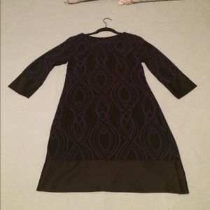 Black and plum printed 3/4 sleeve mini dress
