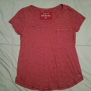 Red Stripped V-Neck