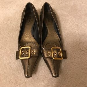 Prada Gold Buckled Flats Prada Gold Buckled Flats