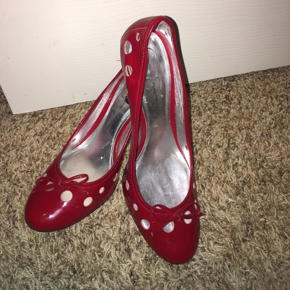 Jessica Simpson Cherry Red Heels, Sz 8.5