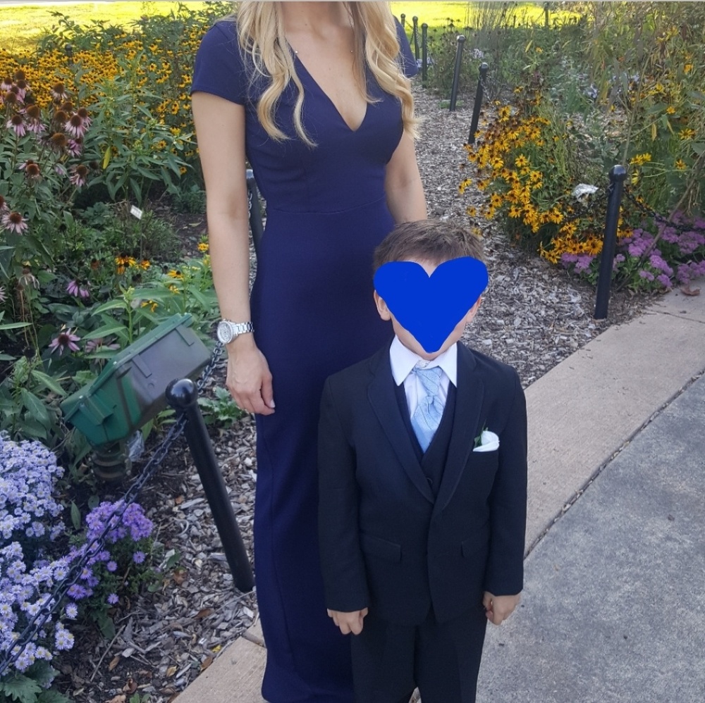 Full length navy blue Windsor dress