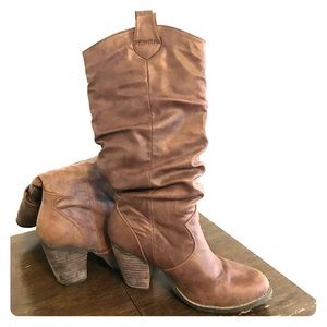 FINAL PRICE - Tall Brown Heeled Boots - 7
