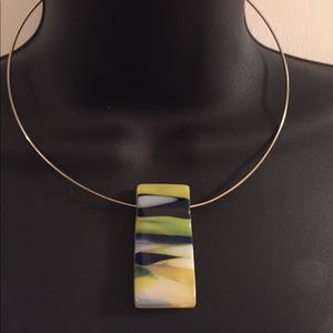 Yellow & Blue Glass Charm Choker Yellow & Blue Glass Charm Choker