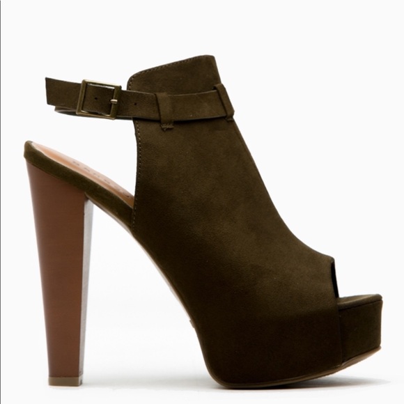 Olive platform heels